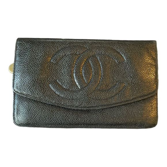CHANEL Handbags - Authentic CHANEL Timeless Caviar Flap Clutch Wallet